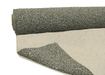 G8 partly unrolled showing backing fabric and grey, recycled rubber 1121 Acousticel G8