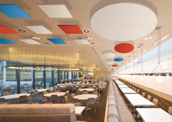 RestaurantResized1 Cloudsorption   Shaped Suspended Sound Absorbers